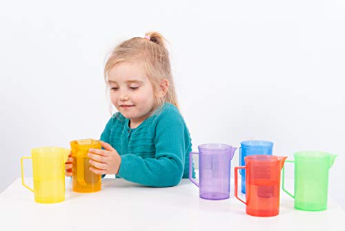 TickiT 6 Piece Translucent Colour Jug Set , Sand, Water Messy Play Cups , Educational Toys