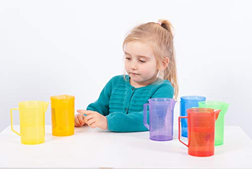 TickiT 6 Piece Translucent Colour Jug Set , Sand, Water Messy Play Cups , Educational Toys