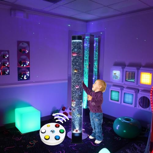 Playlearn 120cm Sensory Bubble Light Tube with Remote Button Controller &10 Plastic Fish