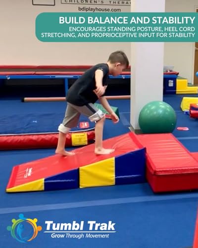 Folding Incline for Pediatric Occupational Therapy - Stimulates Balance, Core Activation, and Proprioceptive Input (Bright Pastel, 24 in x 48 in x 14 in)