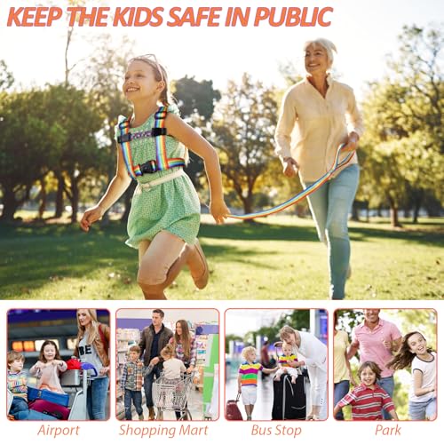 JXM Safety Harness Leash for Big Kids (6-12yrs) with Grab Handle, Secure Walking Leash