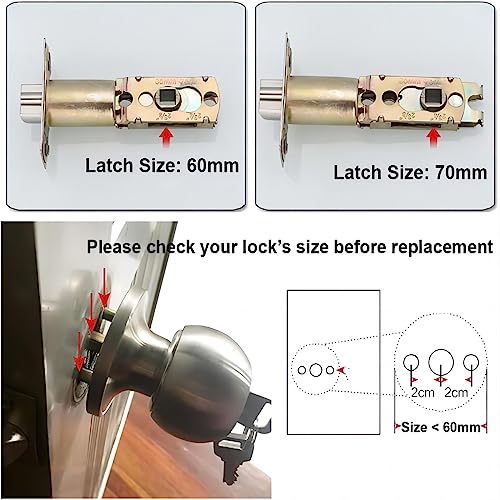Qrity Stainless Steel Entracne Passage Door Handle Lock Knobs Lockset - Key Locking - Copper Lock Core - Latch Size 60/70mm