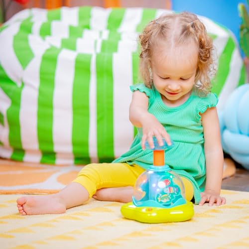 Bright Starts Press and Glow Spinner Cause And Effect Musical Baby Toy, Age 6 Months+, Multicoloured, 1 Count, Pack of 1