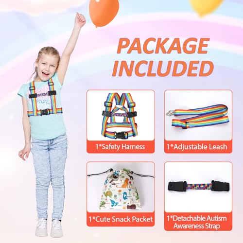 JXM Safety Harness Leash for Big Kids (6-12yrs) with Grab Handle, Secure Walking Leash