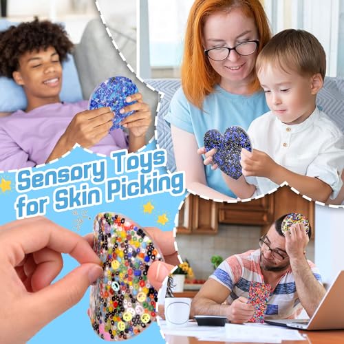Pipihome 4PCS Picky Pad Fidget Toys, Skin Picking Fidget Toys for Adults Kids, Stress & Anxiety Relief Toys, Pick Pad Fidget Pad Picking Pad for Skin Picking Dermatillomania & Trichotillomania