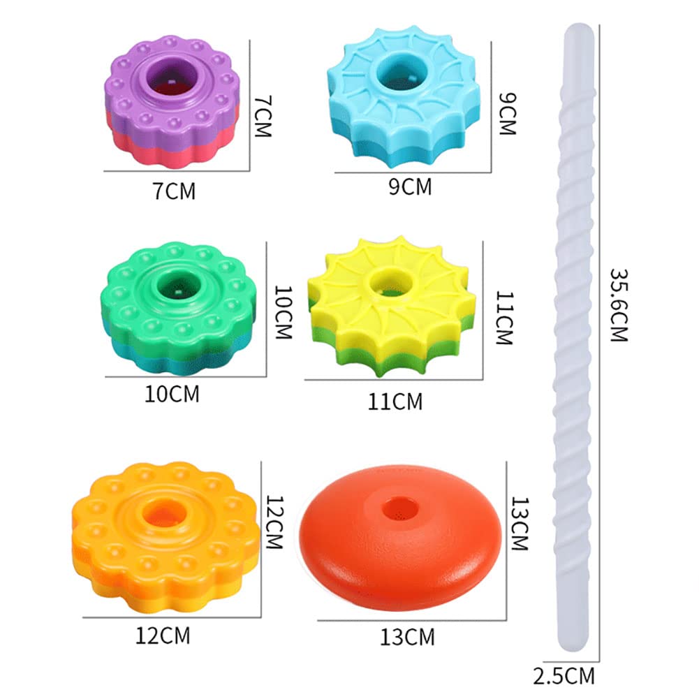 Starnearby Baby Spinning Toy Rainbow Stacking, Sensory Spin Gears Stacking Rings Toy, Ring Stacker Plugging Toys