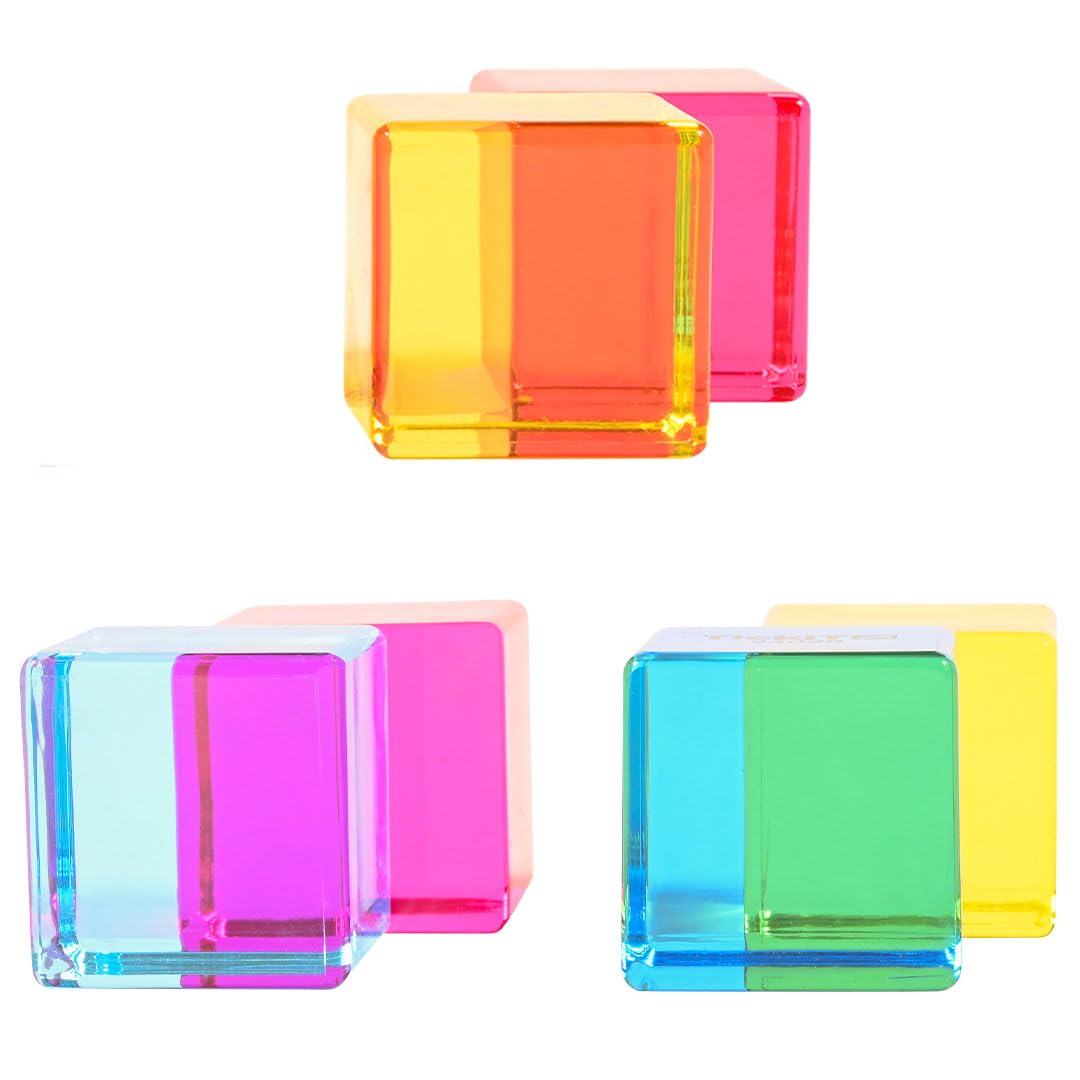 TickiT 73550 Gem Cubes - Rainbow Building Cubes - Stacking Blocks - Acrylic Gemstone Cubes - Stacking Toy