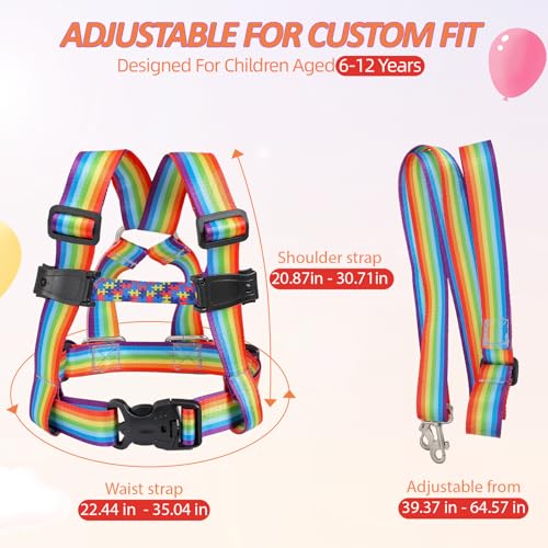 JXM Safety Harness Leash for Big Kids (6-12yrs) with Grab Handle, Secure Walking Leash