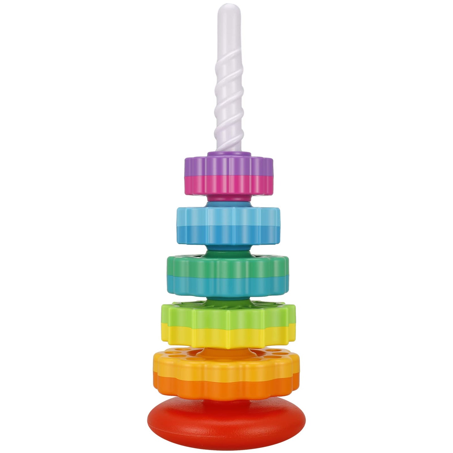 FRIUSATE Spinning Stacking Toys, Baby Sensory Spin Gears Stacking Rings Toy, Rainbow