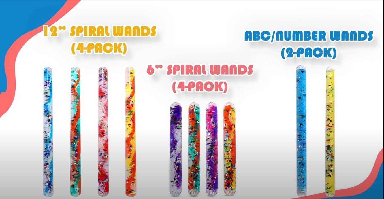 Playlearn SMGT4 Sensory Small Clear Durable Tubes in Shatter-Proof Plastic Filled with Swirling Liquid and Glitter in Bright Colours, Multicolor, Medium