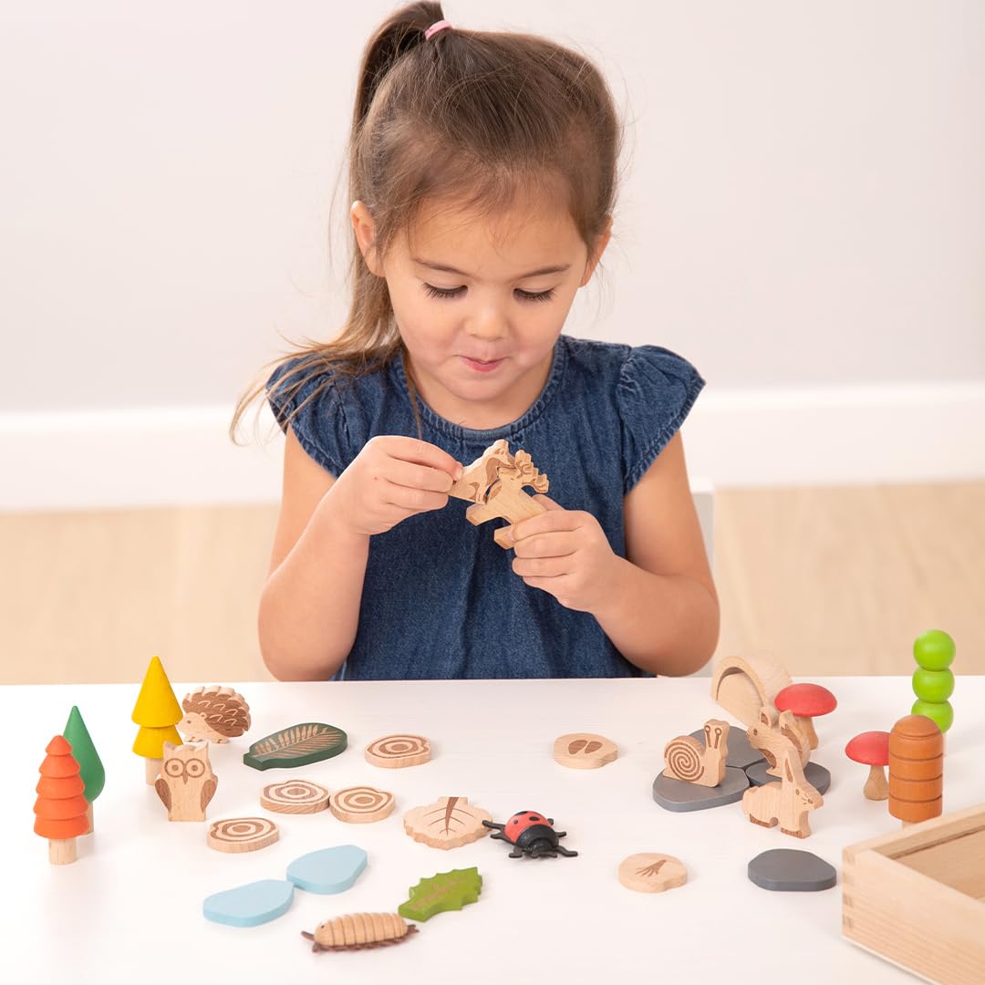 tickit 73552 Woodland Trail Set - Pretend Play - Woodland figures - Small World Play - Wooden Toys, Wood