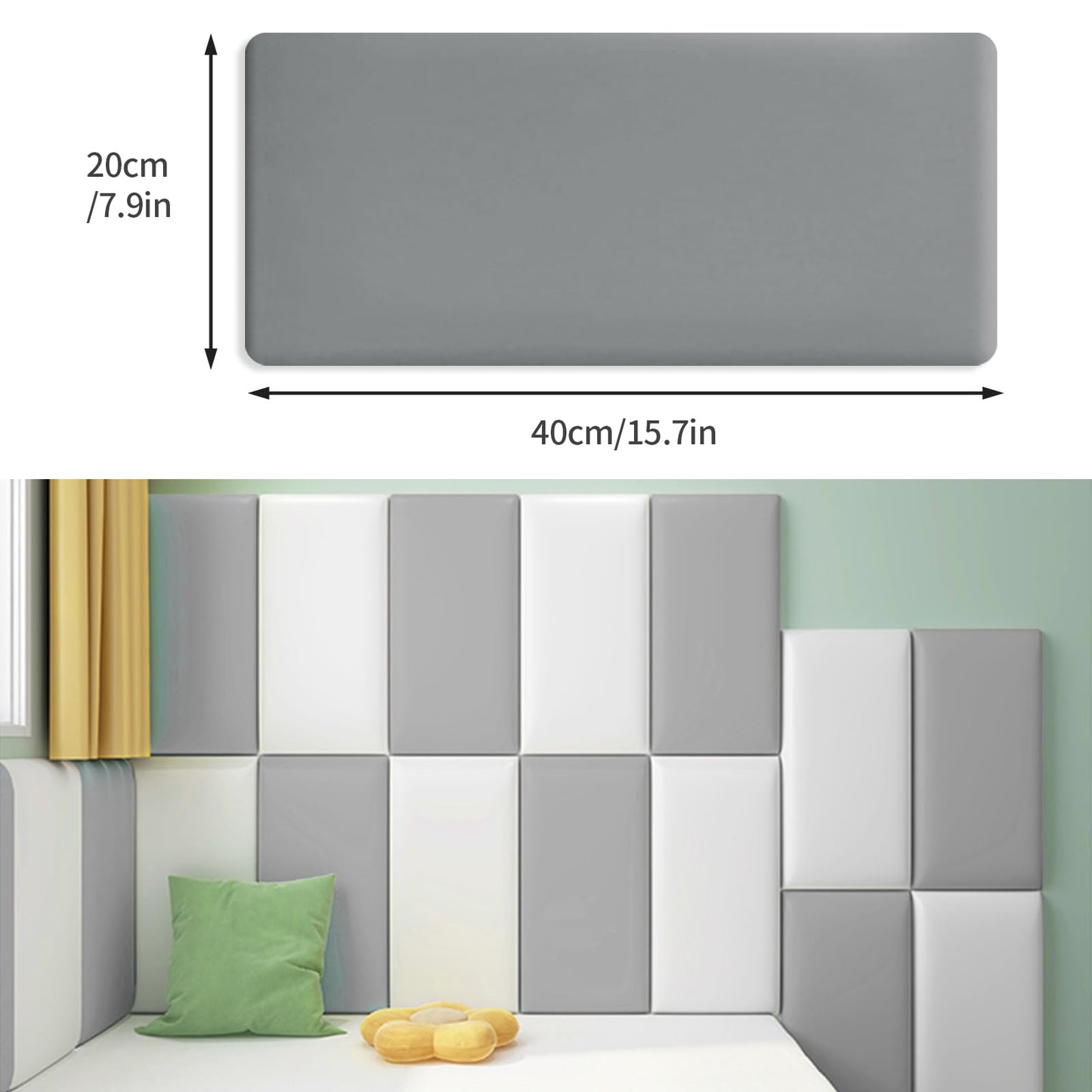 4 PCs, 40 * 20cm, Wall Cushion Padding, Anti-Collision Wall Padding, Soft Bag Wall Panels, Wall Cushion Protection for Kids, Corner Guard (Gray)