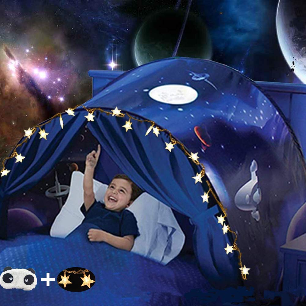 Bed Tents For Girls Boys,Pop Up Tents For Kids With Light,Kids Dream Bed Tent,Sleep Tent,Children's Playrooms,Christmas Birthday Gifts (Space)