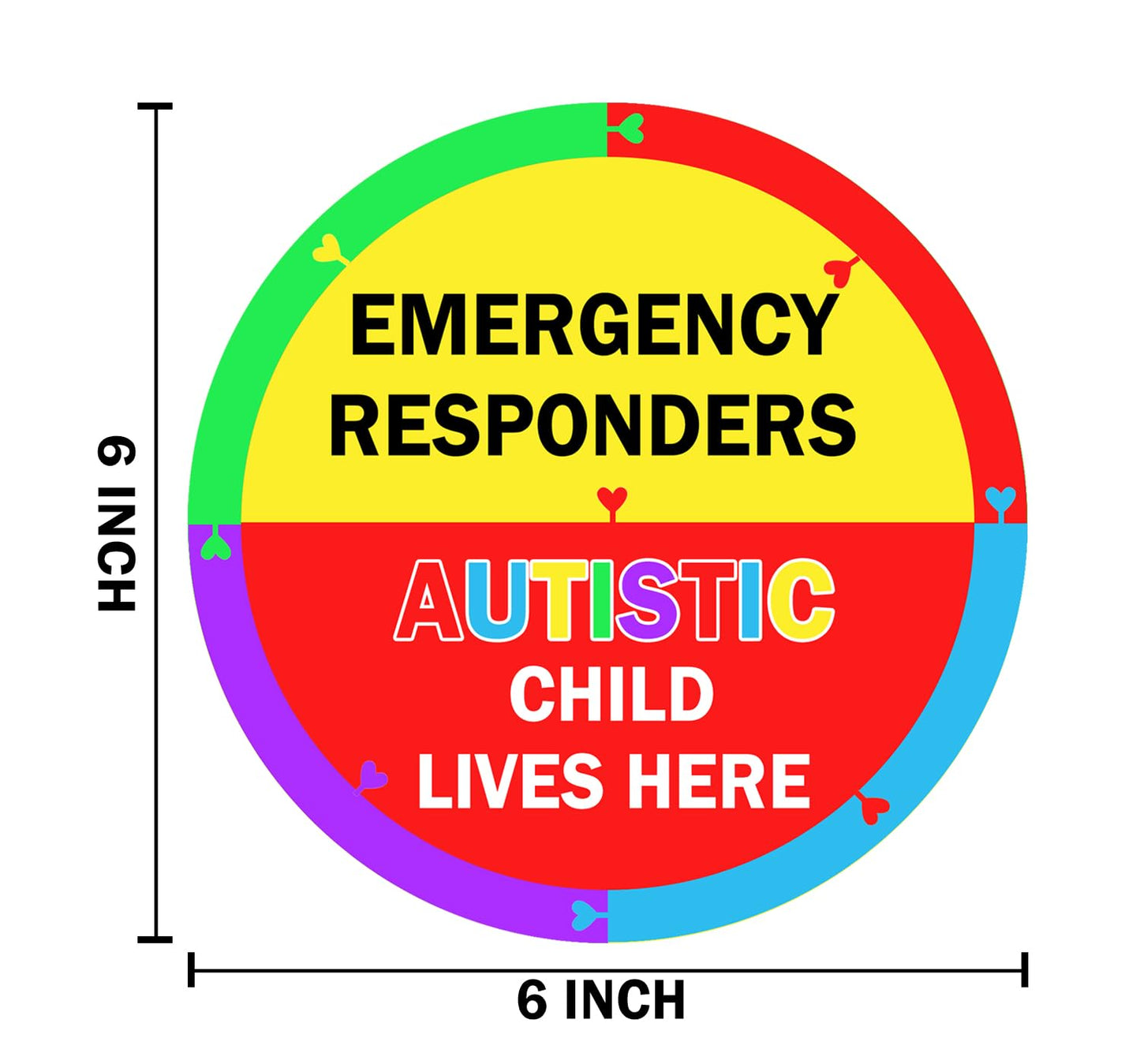 Autism Awareness Home Safety Sticker 6" x 6" Autistic Child Lives Here Vinyl Labels Emergency Responders Special Needs Warning Sign for Home House Window Door 2pcs