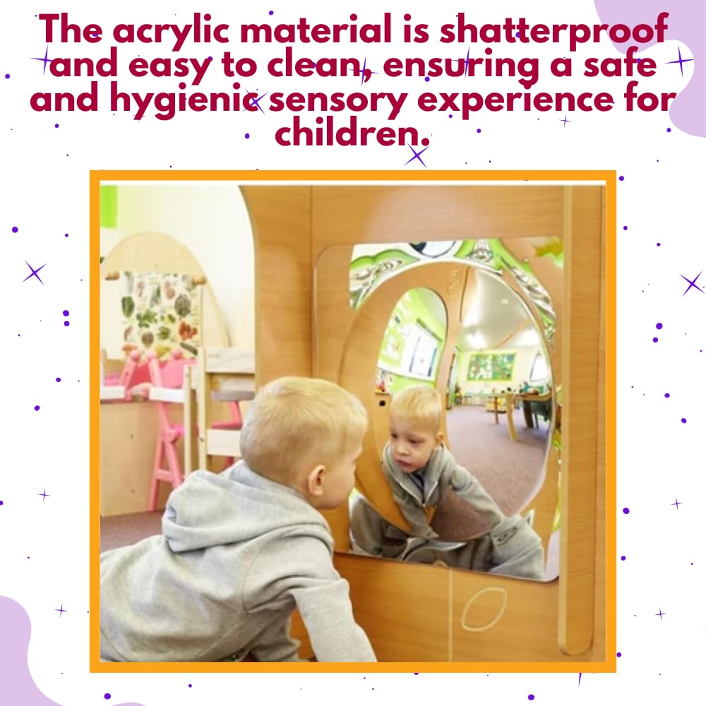 Playlearn Set of 4 Sensory Convex Bubble Mirror for Wall-51x51cm Sensory Room Equipment Domed Acrylic