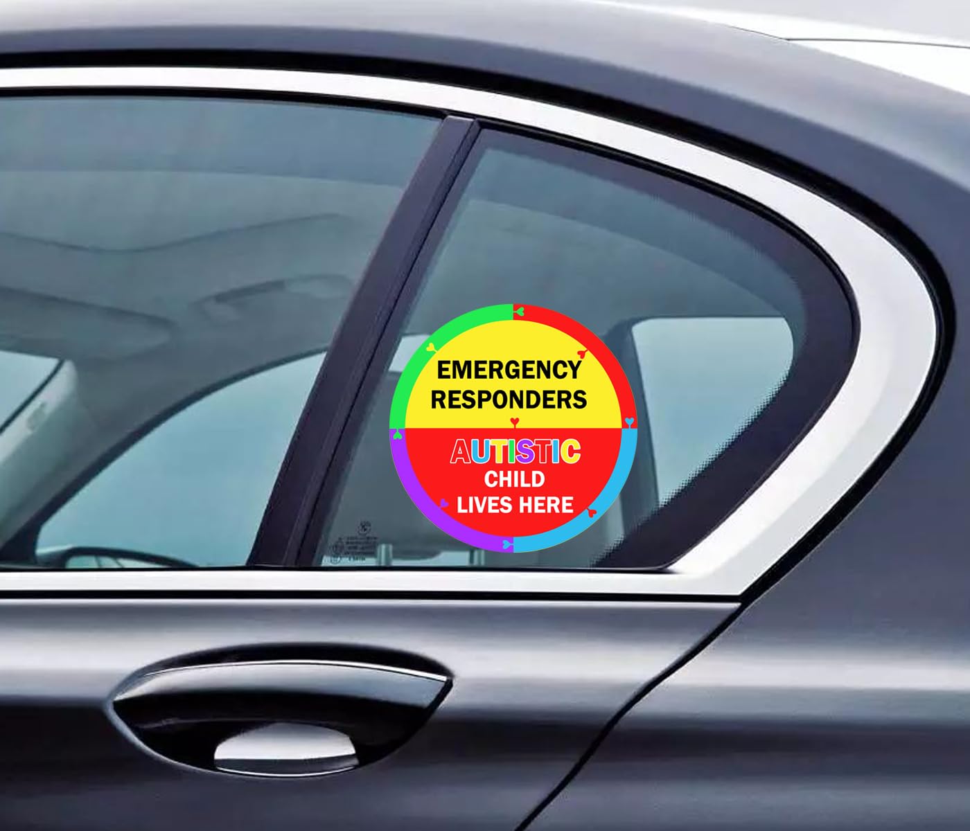 Autism Awareness Home Safety Sticker 6" x 6" Autistic Child Lives Here Vinyl Labels Emergency Responders Special Needs Warning Sign for Home House Window Door 2pcs