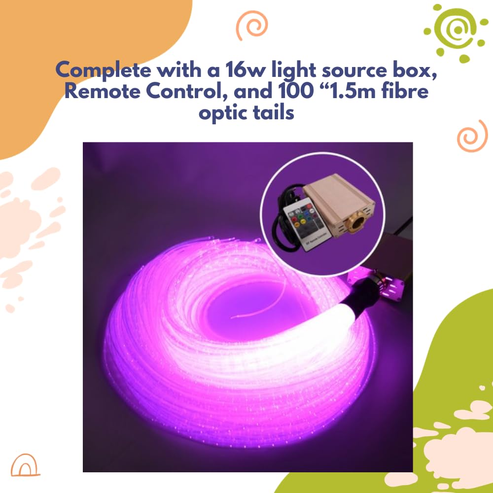 Playlearn Fiber Optic Curtain Lights for Sensory Room-LED Fiber Optic Lights Remote Control