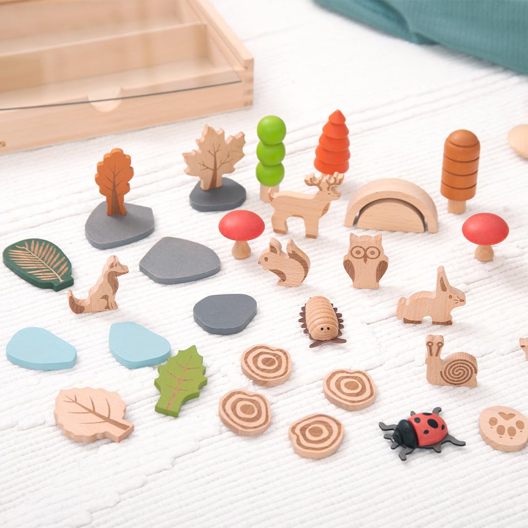 tickit 73552 Woodland Trail Set - Pretend Play - Woodland figures - Small World Play - Wooden Toys, Wood