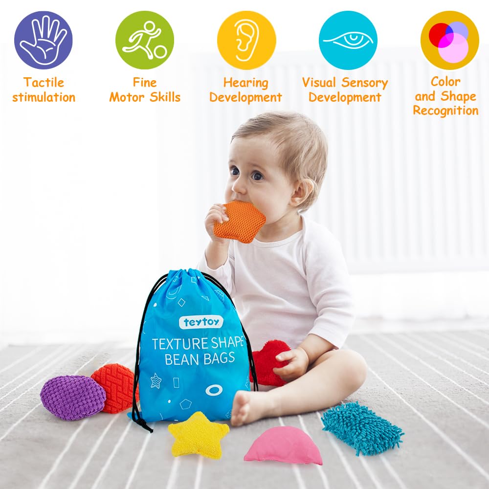 teytoy Texture Sensory Bean Bags Toys for Autism, 12 Fidget Sensory Shape Toys