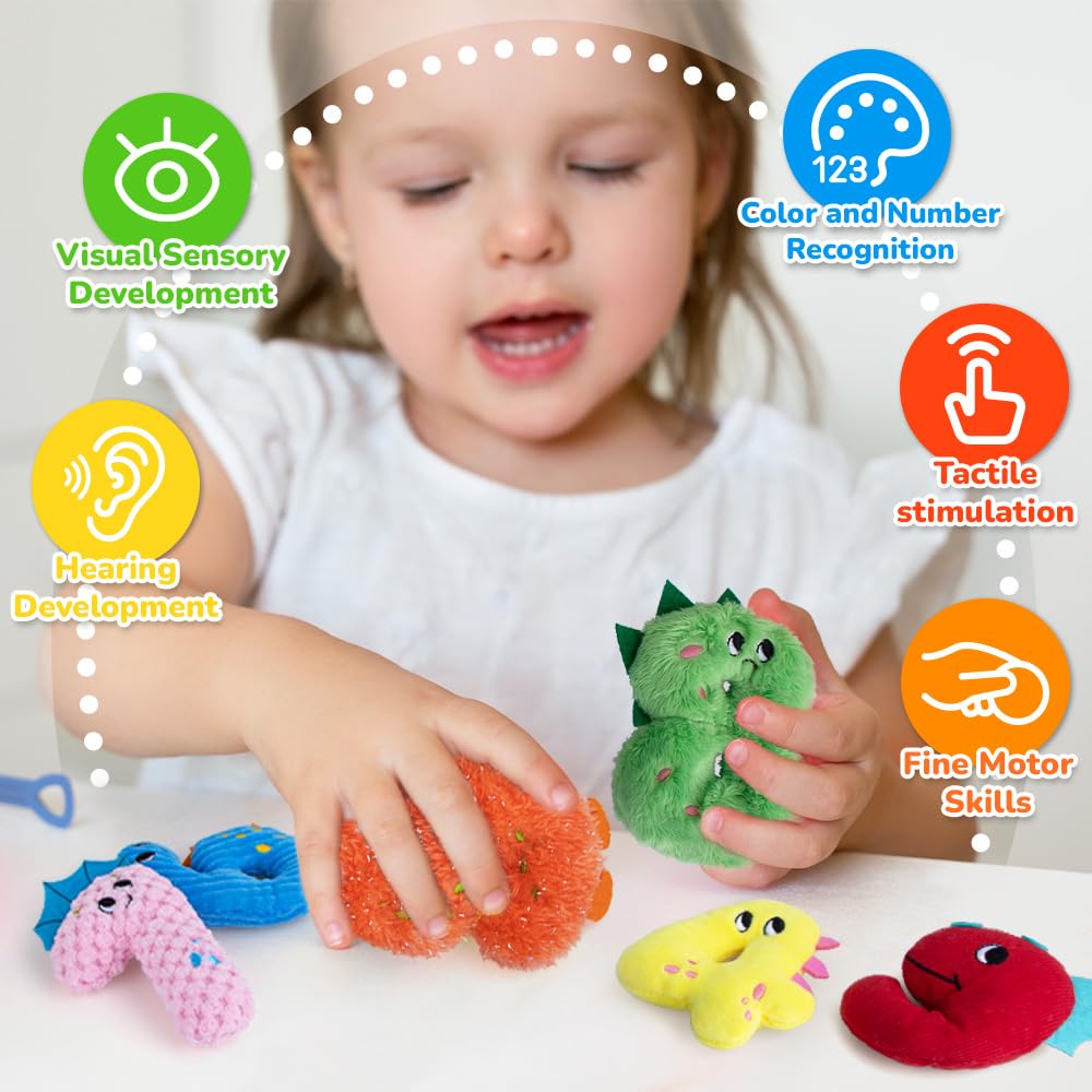 teytoy Texture Sensory Bean Bags Toys for Autism, 10 Fidget Sensory Number Toys
