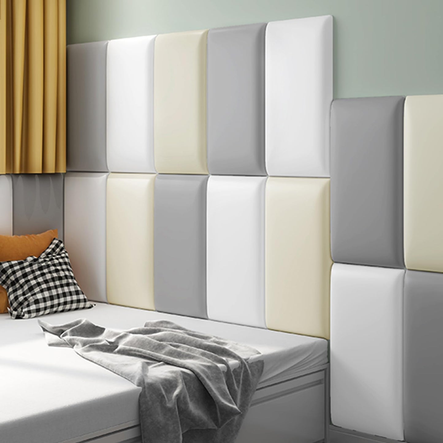 4 PCs, 40 * 20cm, Wall Cushion Padding, Anti-Collision Wall Padding, Soft Bag Wall Panels, Wall Cushion Protection for Kids, Corner Guard (Gray)