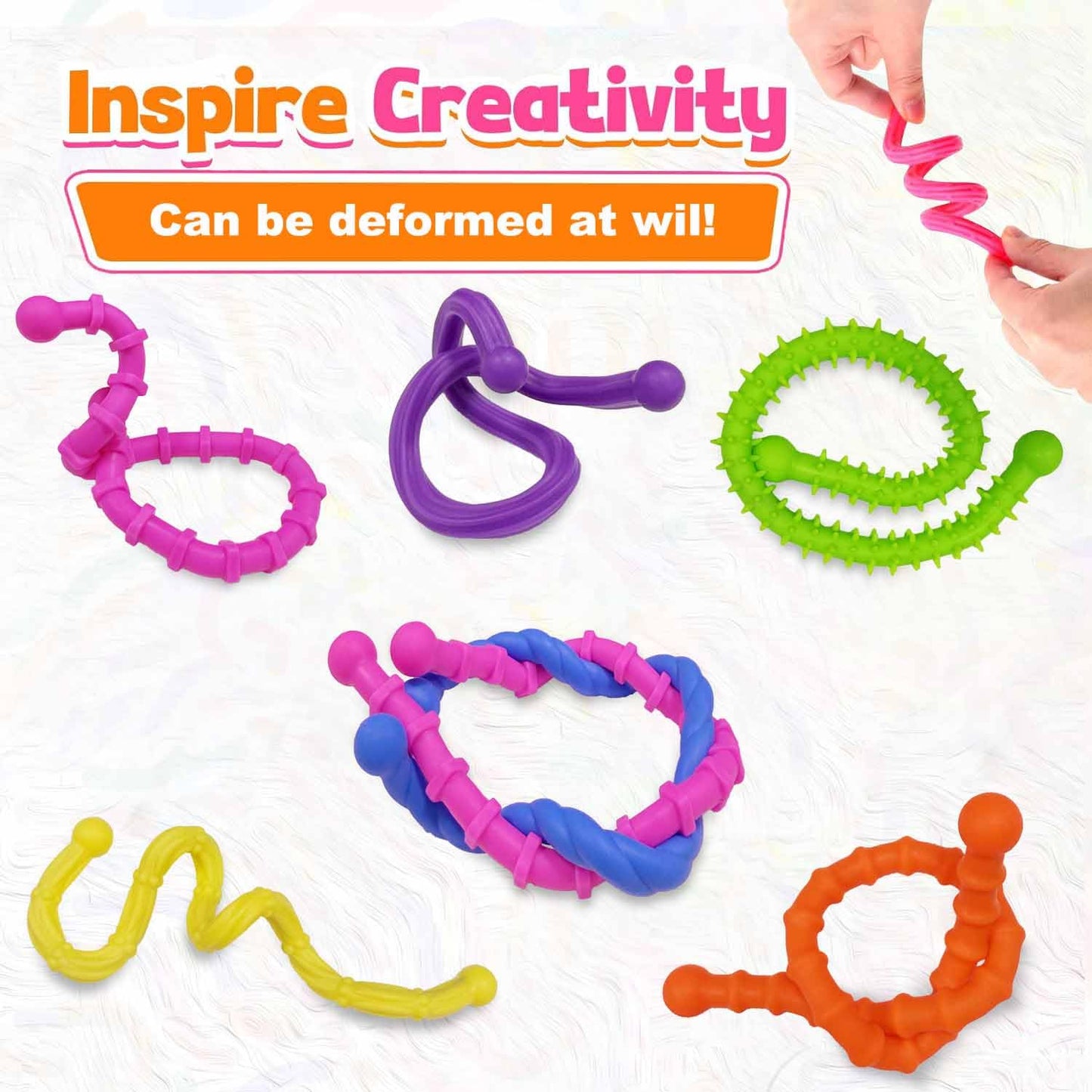 Bambebe 6 Pack Fidget Toys Sensory Stick: Textured Calming Sensory Toys for Autism Kids