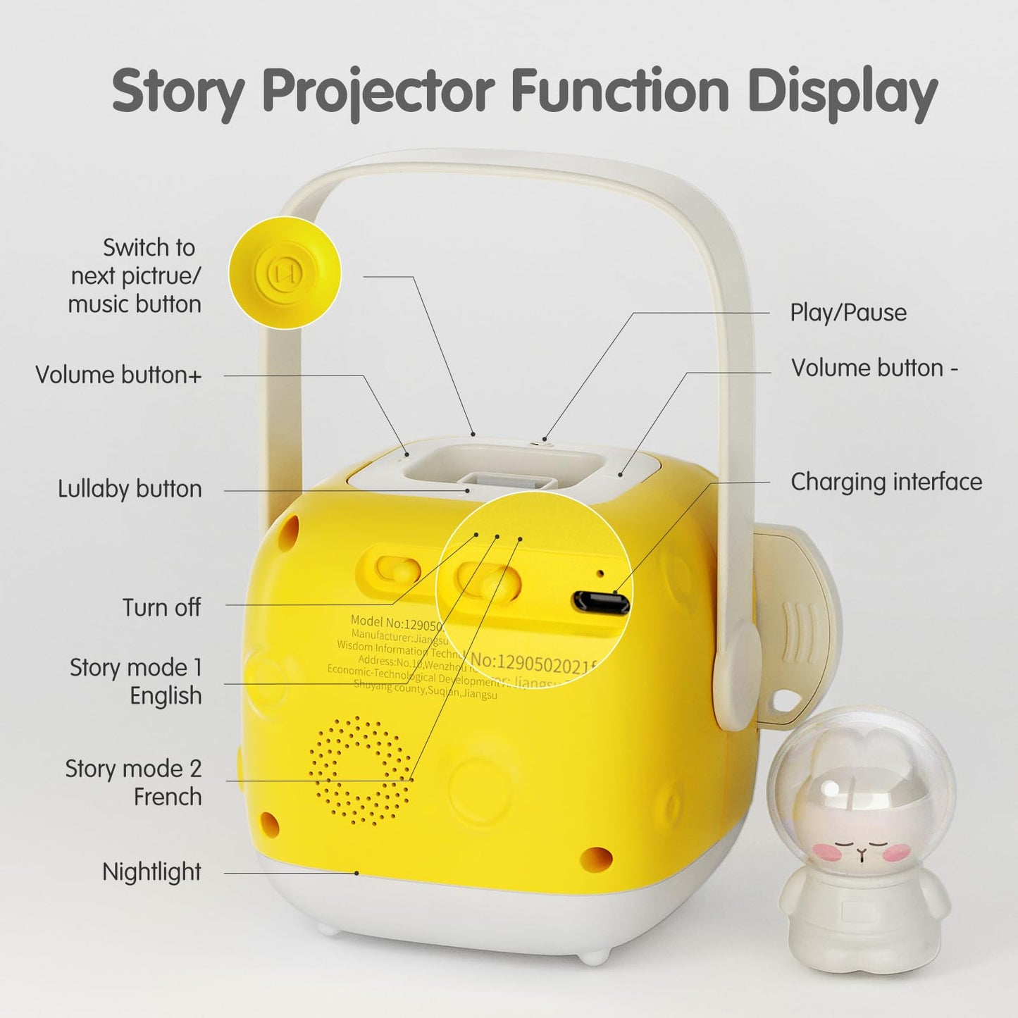 ZZZMOON Story Projector for Kids Ages 3-5, White Noise Machine with Night Light for 4 5 6 Years