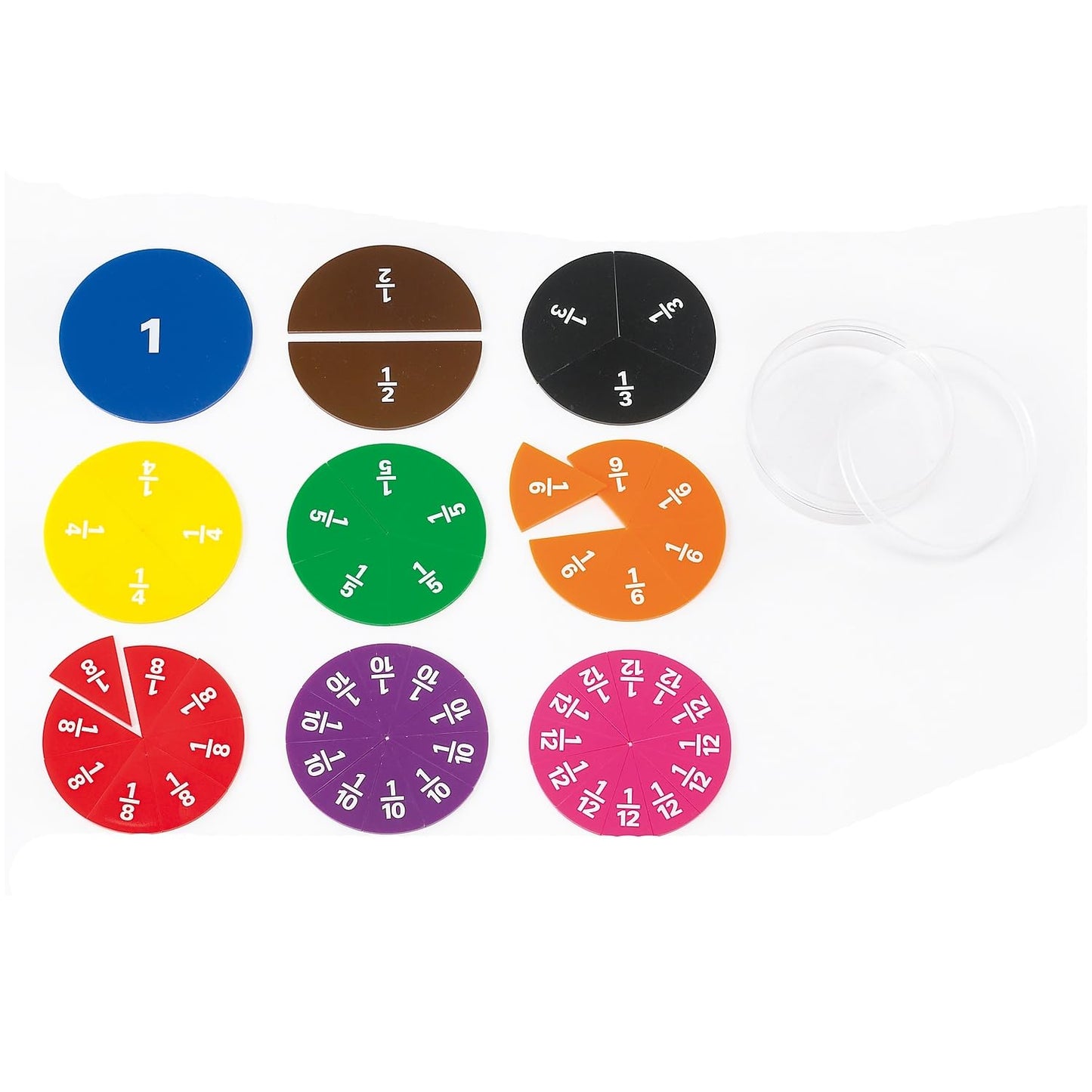 edxeducation Fraction Circles - Set of 51 - 9 Values and Colours - Teach Fraction Equivalents