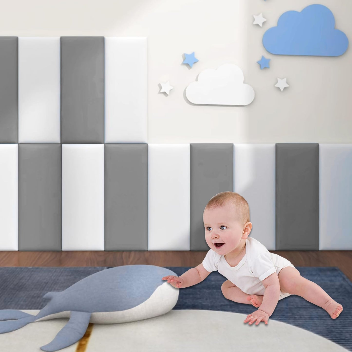 4 PCs, 40 * 20cm, Wall Cushion Padding, Anti-Collision Wall Padding, Soft Bag Wall Panels, Wall Cushion Protection for Kids, Corner Guard (Gray)