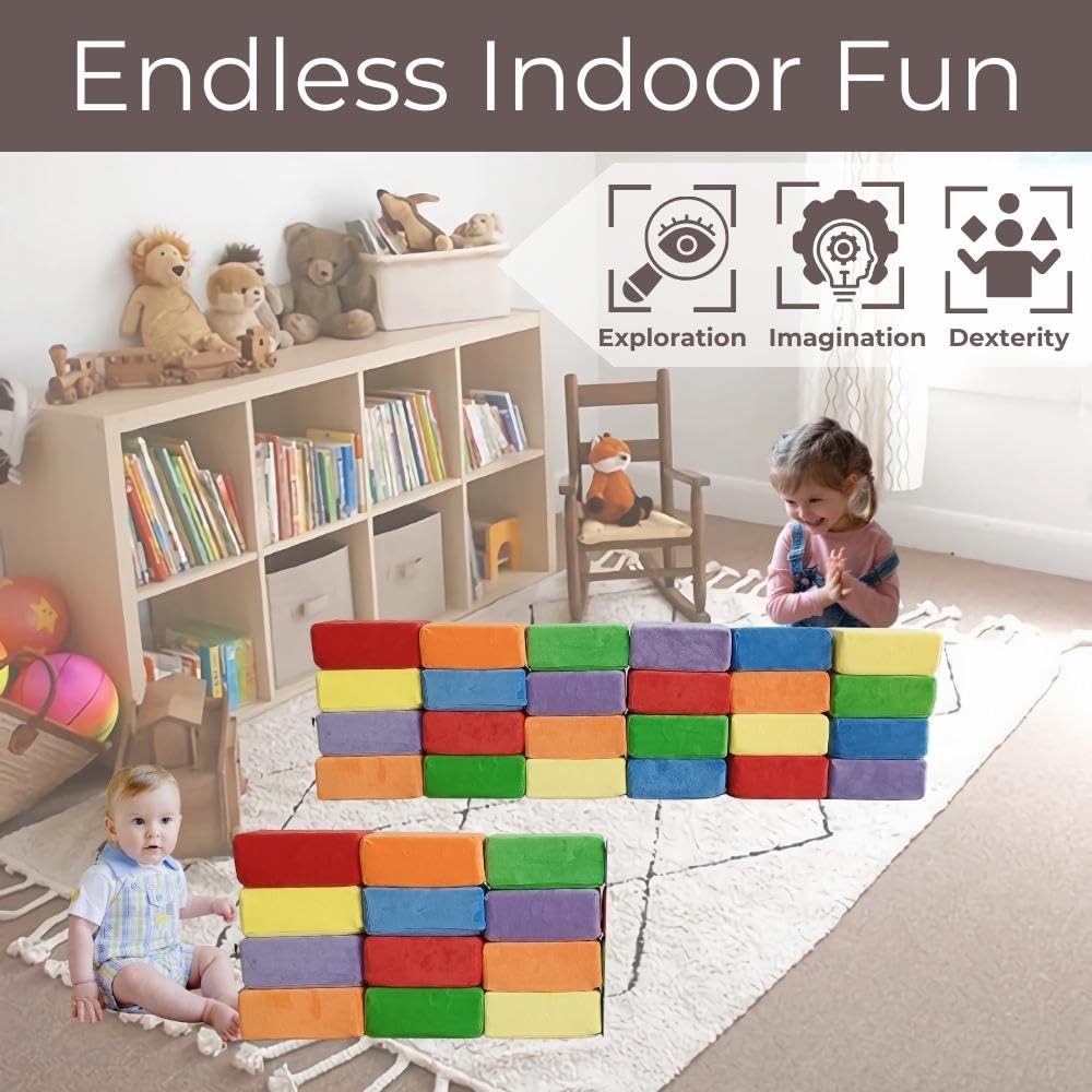 Wonder Space Plush Foam Block - Nursery Building & Stacking Toys for Toddlers Boys & Girls
