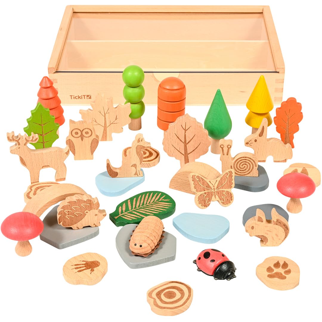 tickit 73552 Woodland Trail Set - Pretend Play - Woodland figures - Small World Play - Wooden Toys, Wood