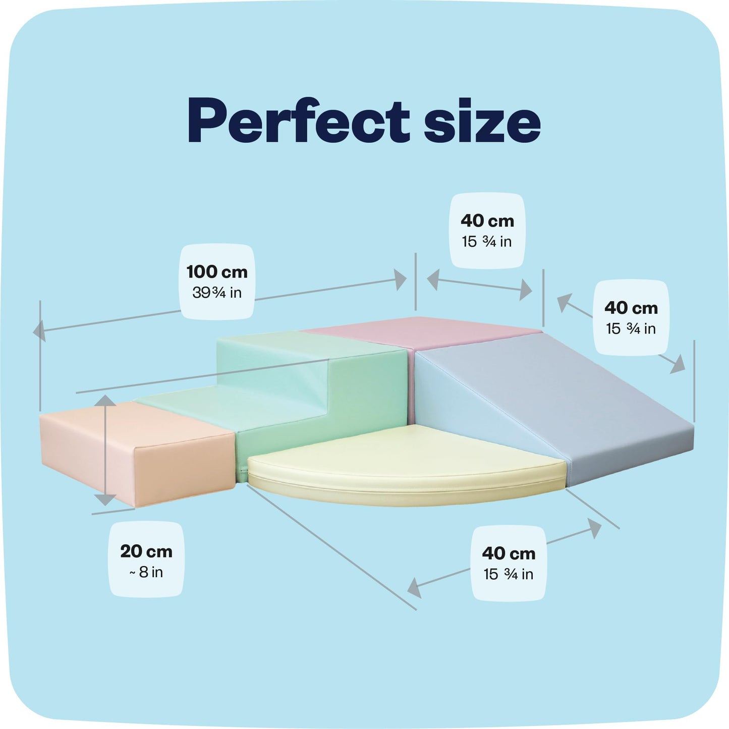 IGLU Soft Play Corner Climber Soft Play Shapes with Anti Slip Indoor Soft Play Equipment Blocks for Motor Skill Development (light pastel)
