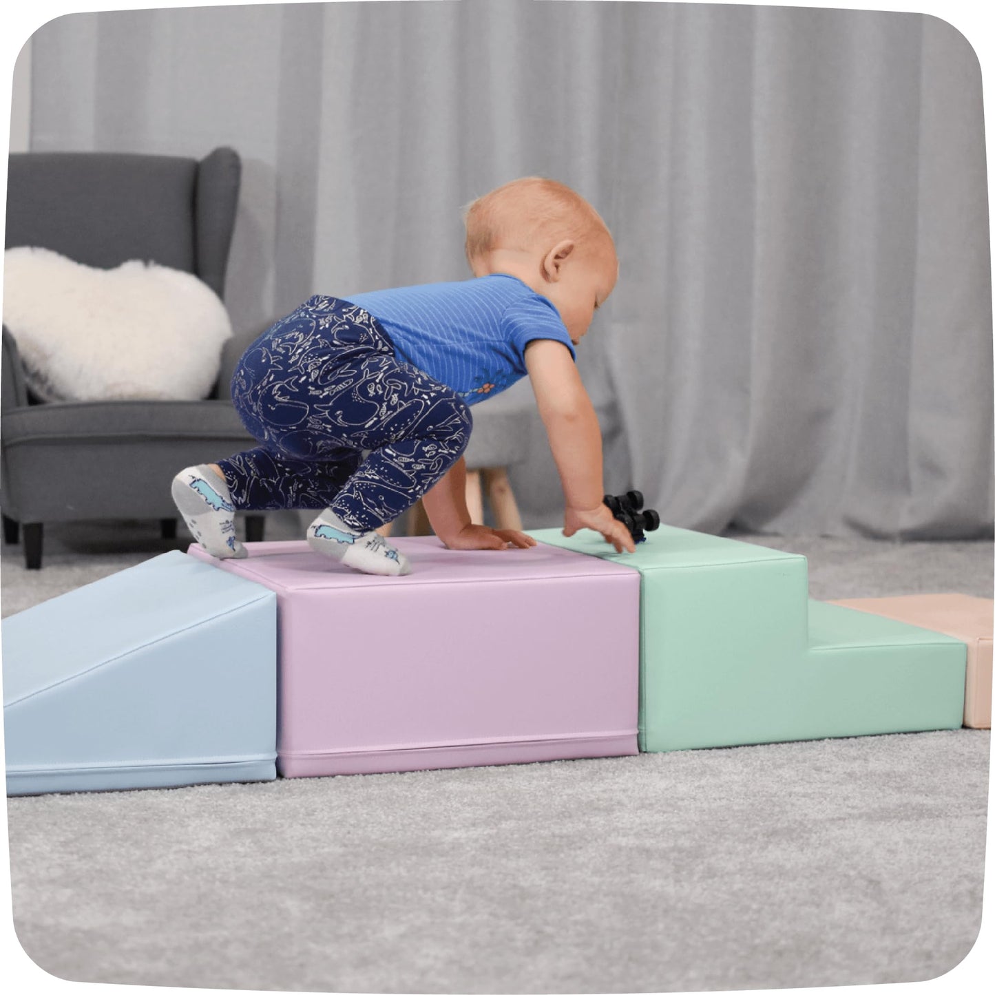IGLU Soft Play Corner Climber Soft Play Shapes with Anti Slip Indoor Soft Play Equipment Blocks for Motor Skill Development (light pastel)