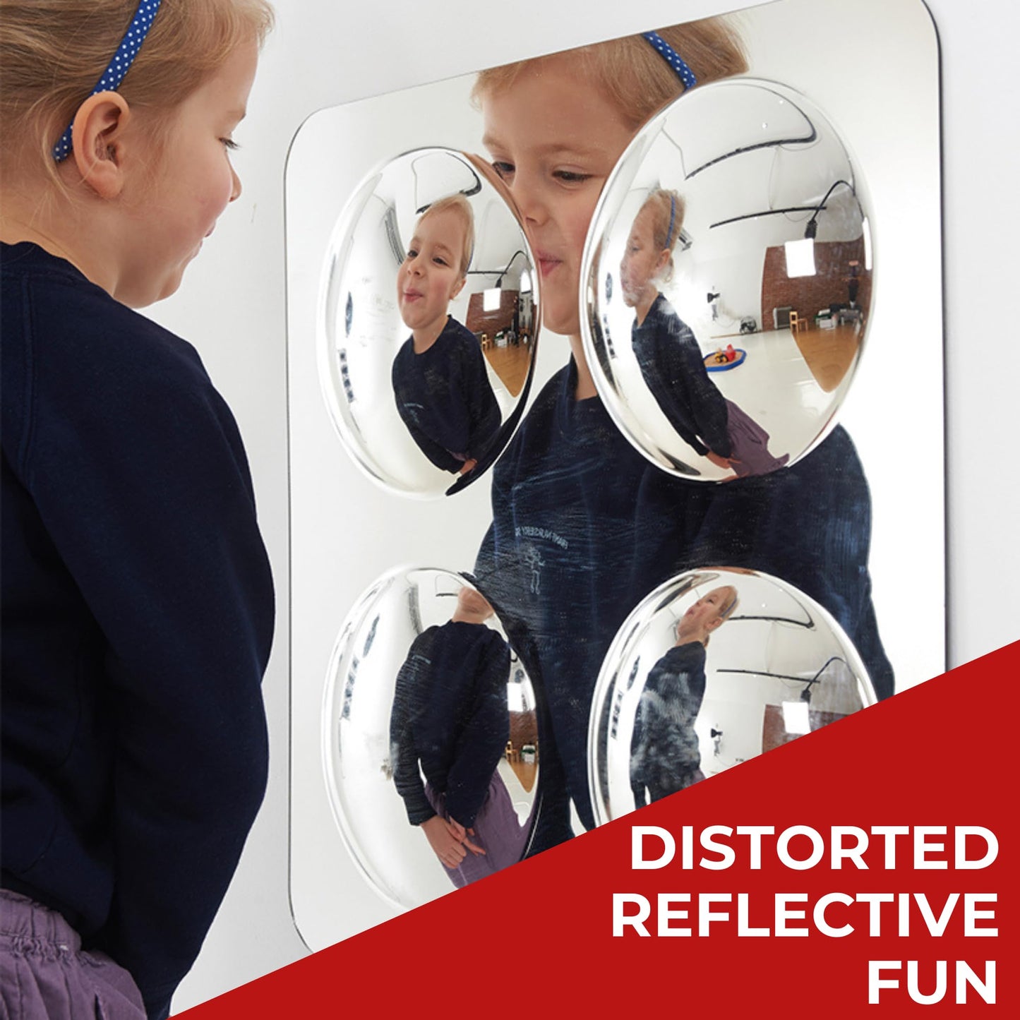 Playlearn Set of 4 Sensory Convex Bubble Mirror for Wall-51x51cm Sensory Room Equipment Domed Acrylic