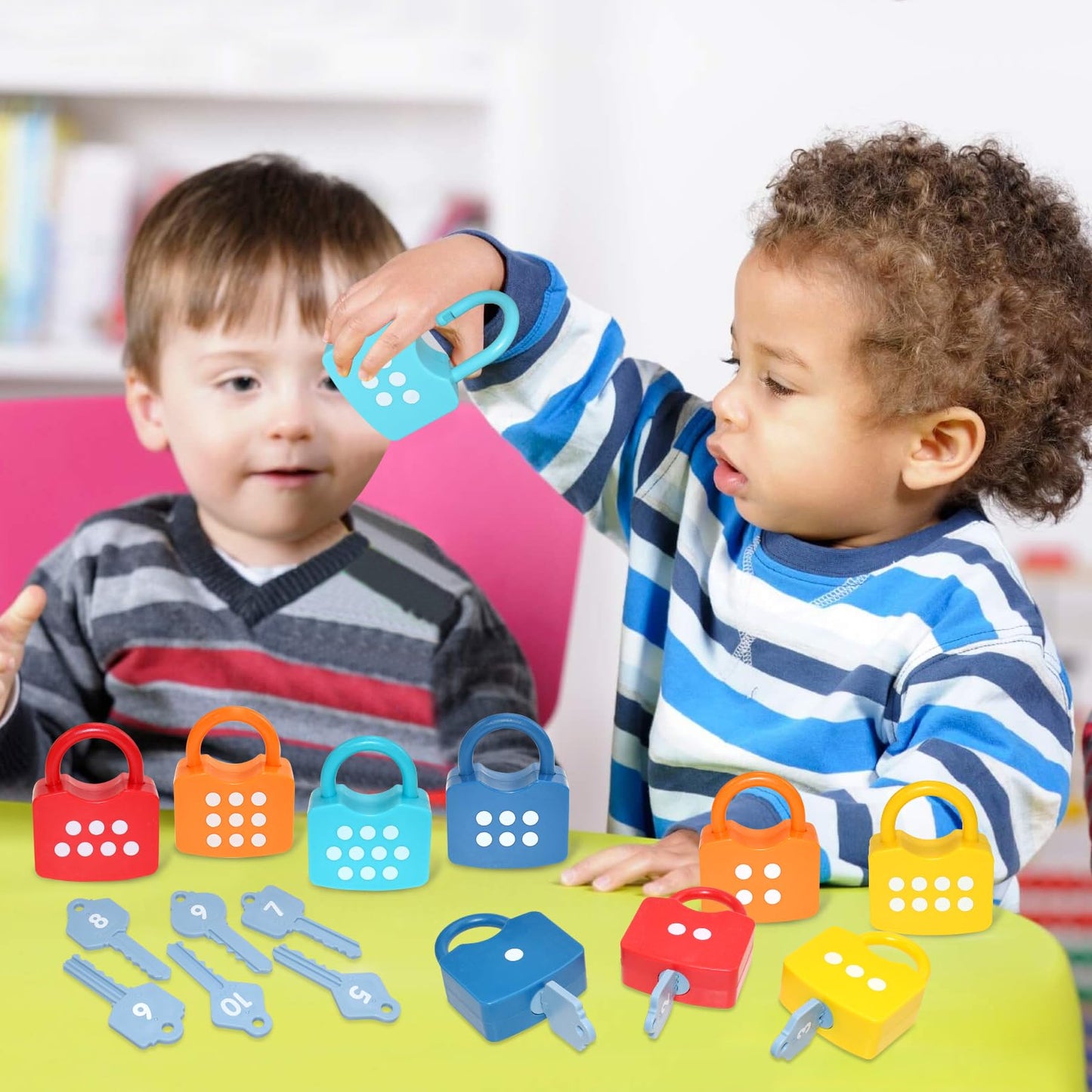 ZIB 20PCS Lock and Key Toy, Matching and Counting Number Toys for Boys and Girls, Montessori Toddlers