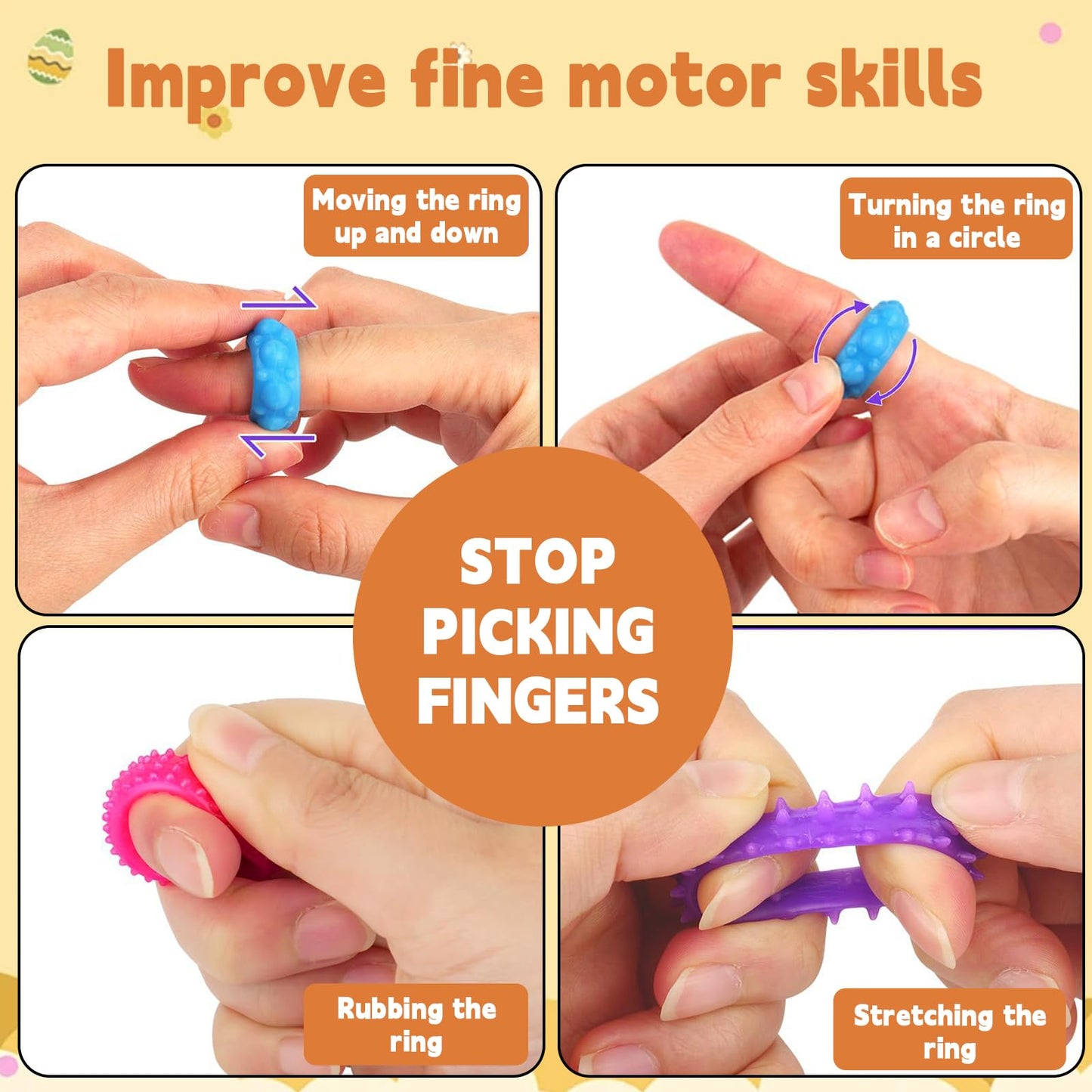 Daryunk 12pcs Fingertip Toys for Kids, Sensory Toys, Suitable for Autism and ADHD, Toys Anxiety Relief for Adults, 6 Styles and Colours