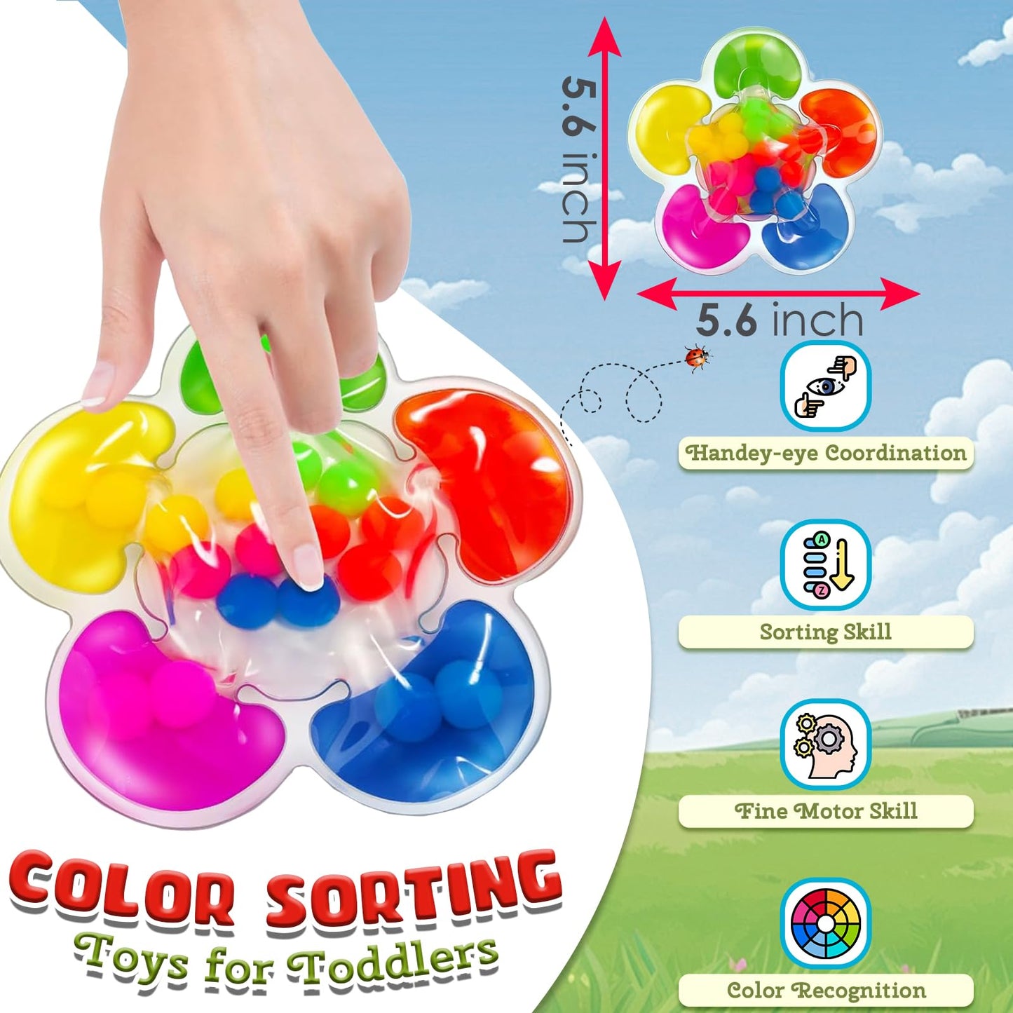 Colour Sorting Toys for Toddlers 3-6 Year Old Toddler Sensory Fidget Toys for Autism Fine Motor Skills