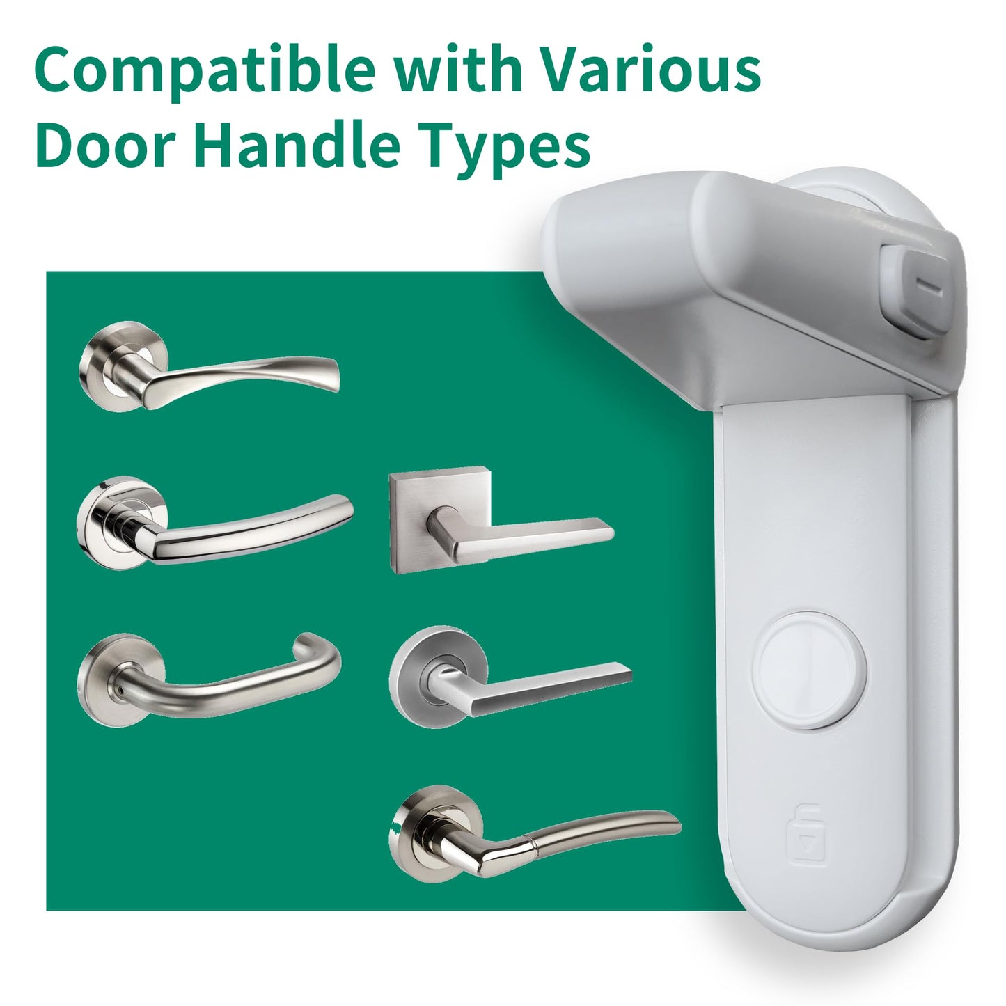 Moonybaby 2 Pack Door Lever Safety Lock, Door Locks for Children, Child Door Handle Lock, Baby Proofing Door Lock Without Drilling, Strong Adhesive, Easy to Install, No Tools Required (White)