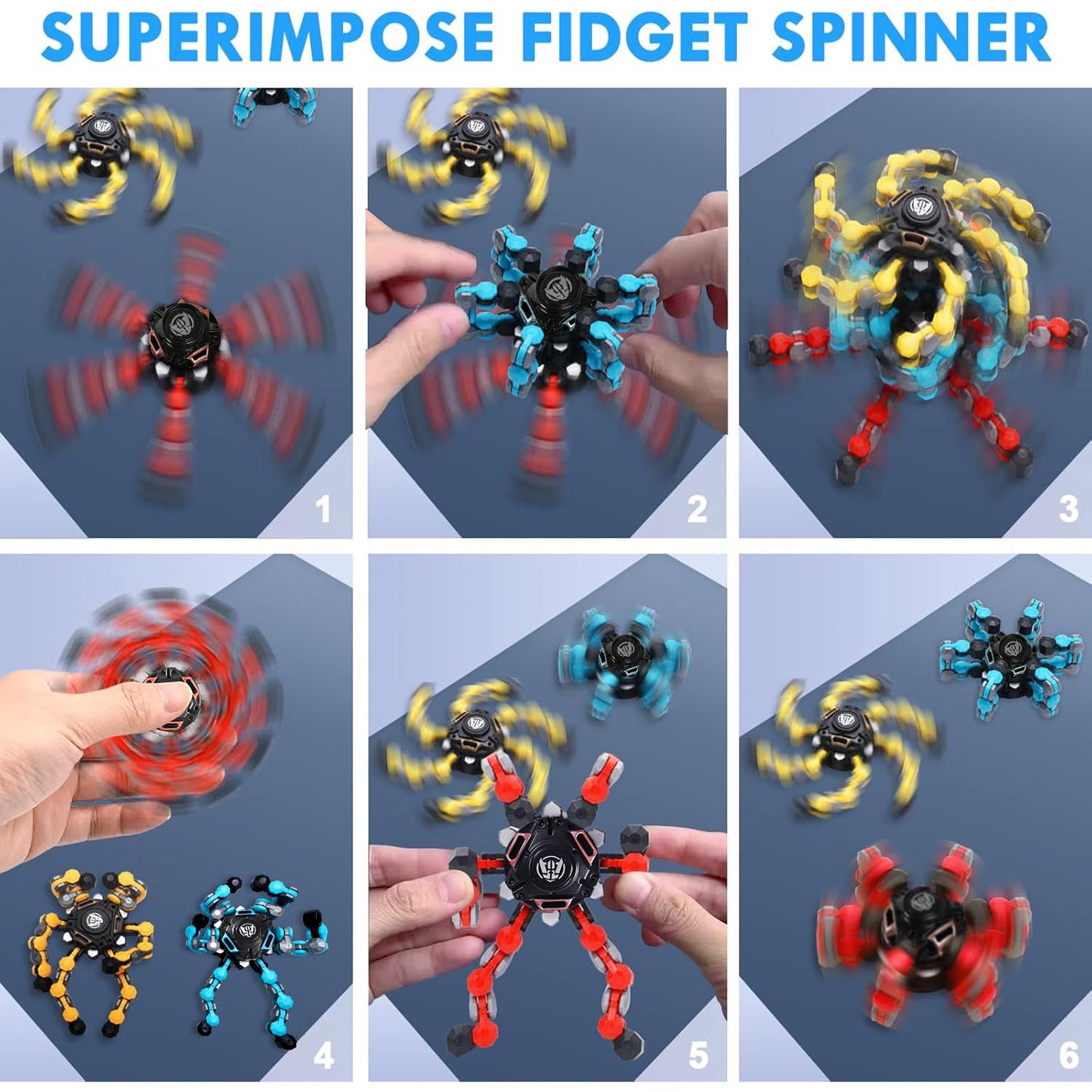 NEW Transformable Sensory Fidget Spinner Toy, Funny DIY Spin Top Hand Finger Spinner Creative