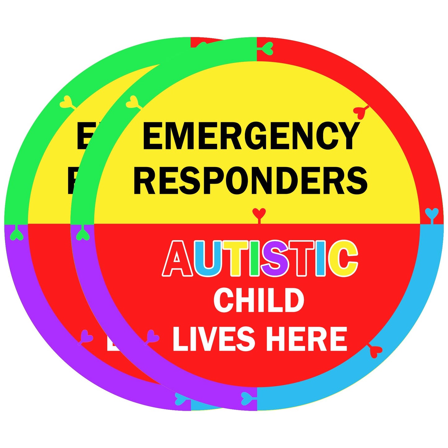 Autism Awareness Home Safety Sticker 6" x 6" Autistic Child Lives Here Vinyl Labels Emergency Responders Special Needs Warning Sign for Home House Window Door 2pcs