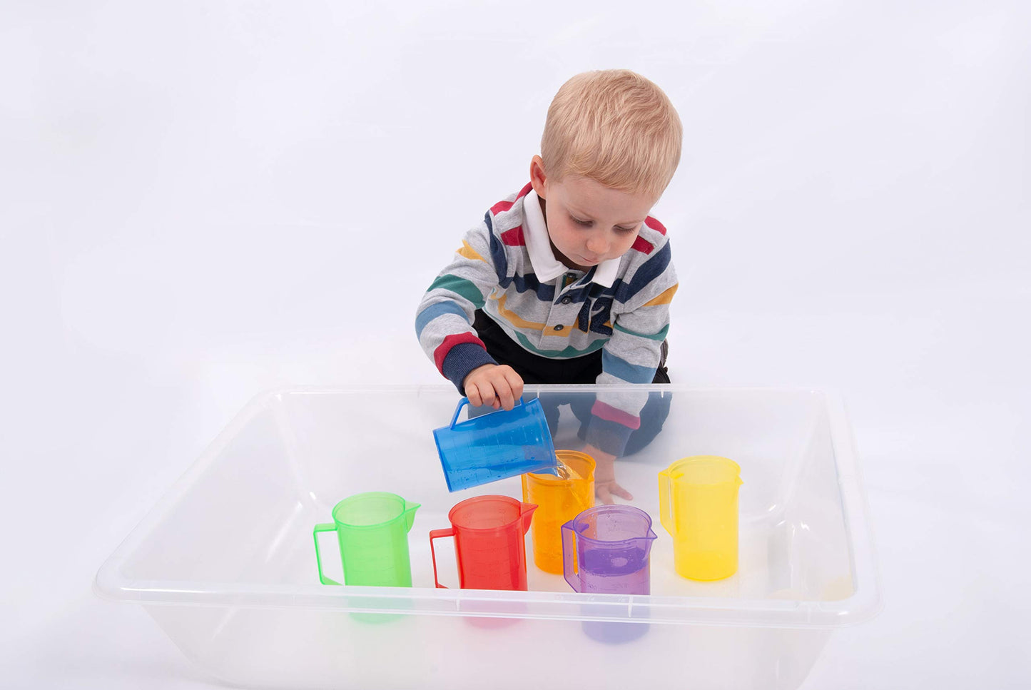 TickiT 6 Piece Translucent Colour Jug Set , Sand, Water Messy Play Cups , Educational Toys