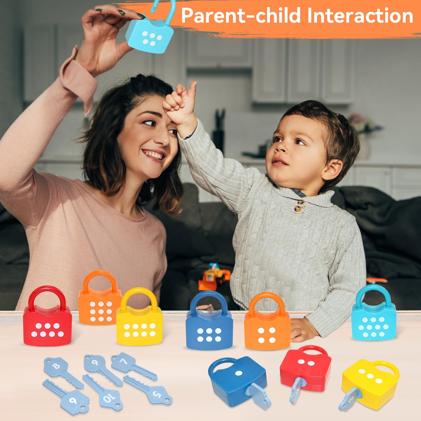 ZIB 20PCS Lock and Key Toy, Matching and Counting Number Toys for Boys and Girls, Montessori Toddlers