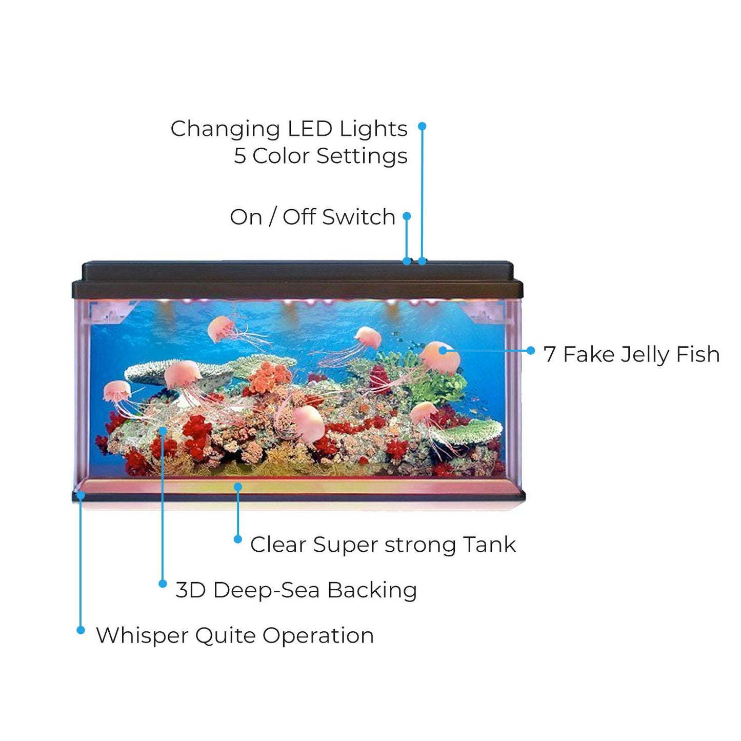 Artificial Fake Jellyfish Tank & Light Up Torch & Rechargeable Night Light Set with Plastic
