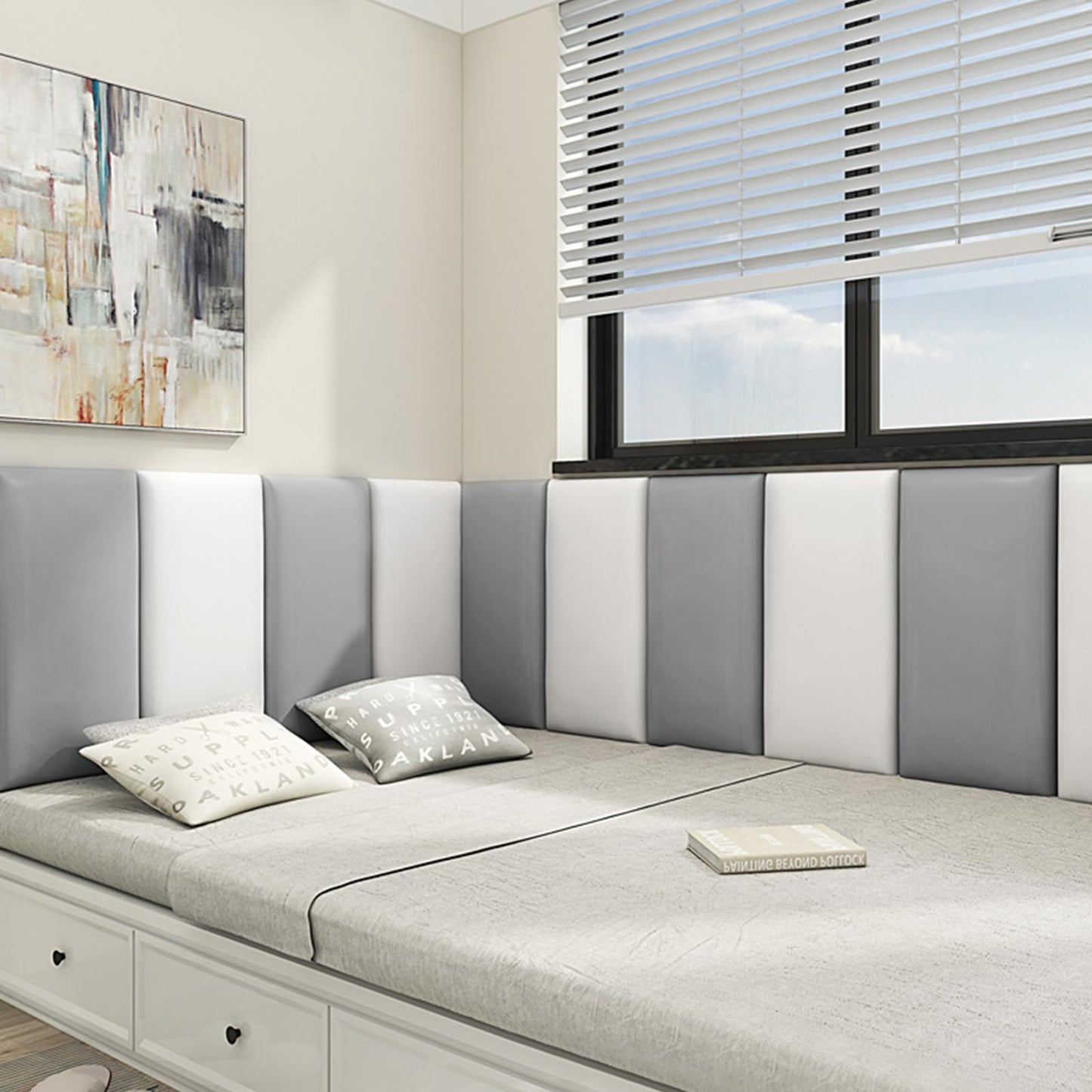 4 PCs, 40 * 20cm, Wall Cushion Padding, Anti-Collision Wall Padding, Soft Bag Wall Panels, Wall Cushion Protection for Kids, Corner Guard (Gray)