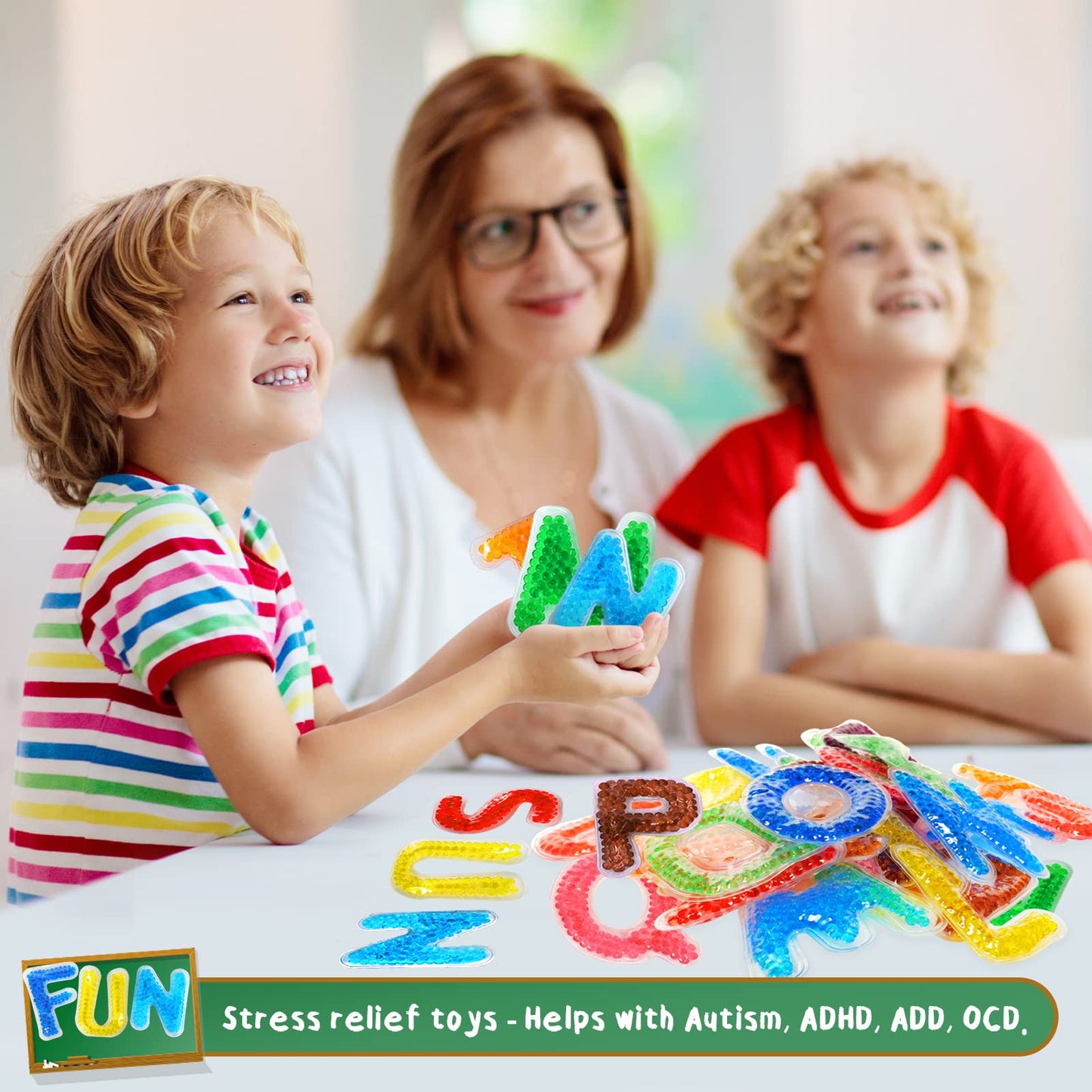 Richtim 26 Alphabet Sensory Water Beads for Kids, ABC Learning Sensory Toys