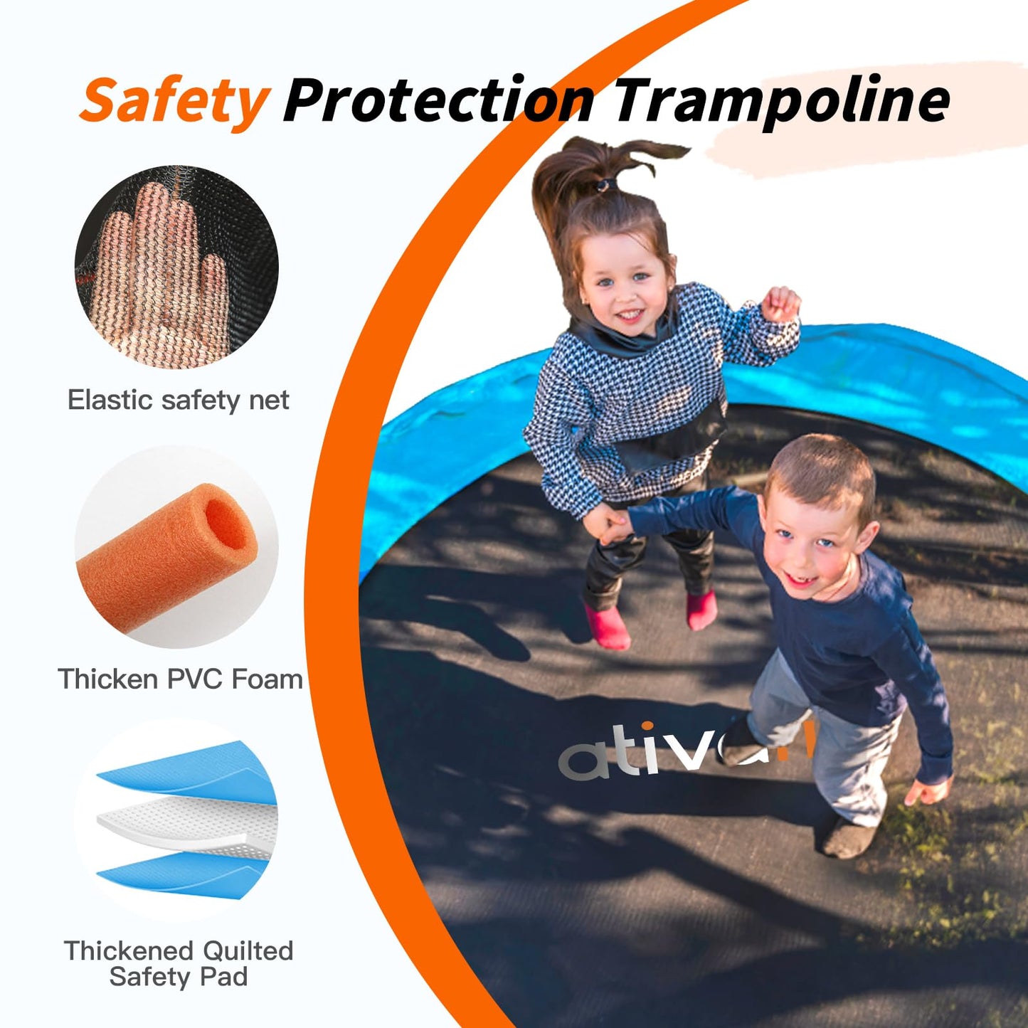 ATIVAFIT 60'' Rebounder Trampoline Indoor Outdoor for Kids Ages 1-8, 5FT Recreational Toddler Trampoline with Safety Enclosure