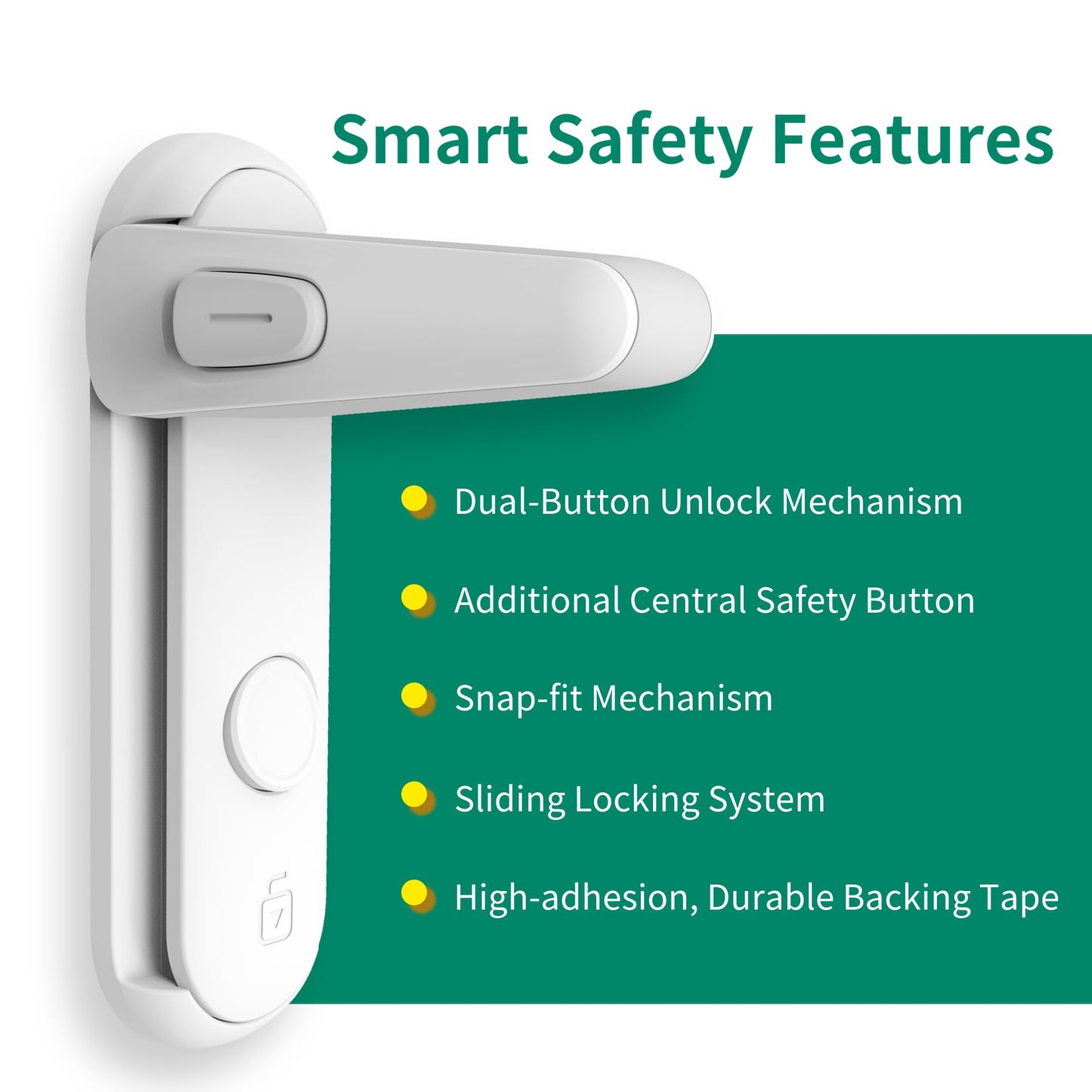 Moonybaby 2 Pack Door Lever Safety Lock, Door Locks for Children, Child Door Handle Lock, Baby Proofing Door Lock Without Drilling, Strong Adhesive, Easy to Install, No Tools Required (White)