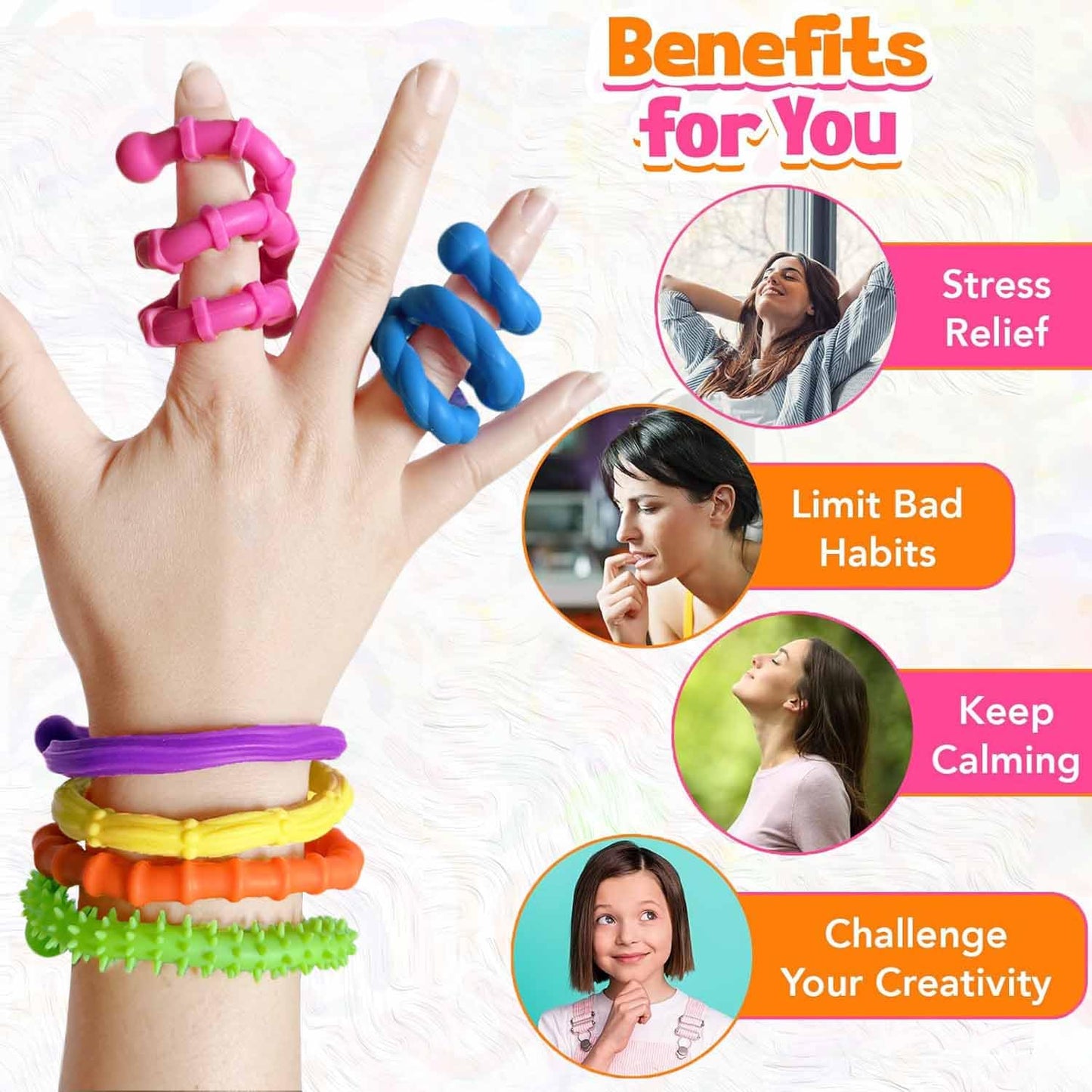 Bambebe 6 Pack Fidget Toys Sensory Stick: Textured Calming Sensory Toys for Autism Kids