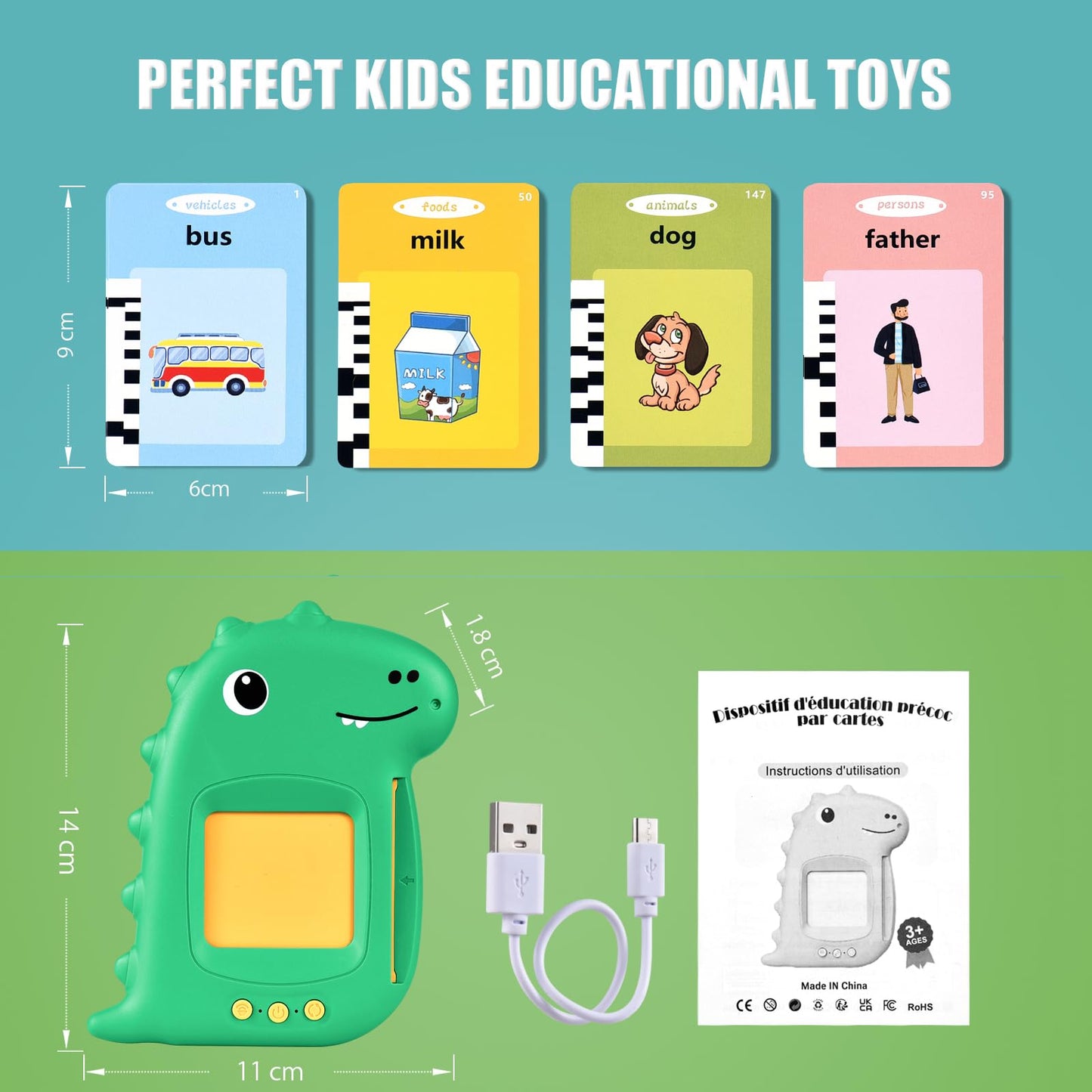 Talking Flash Cards for Toddler Toys for 2 3 4 5 6 Year Old Baby Boys Preschool Learning Resources