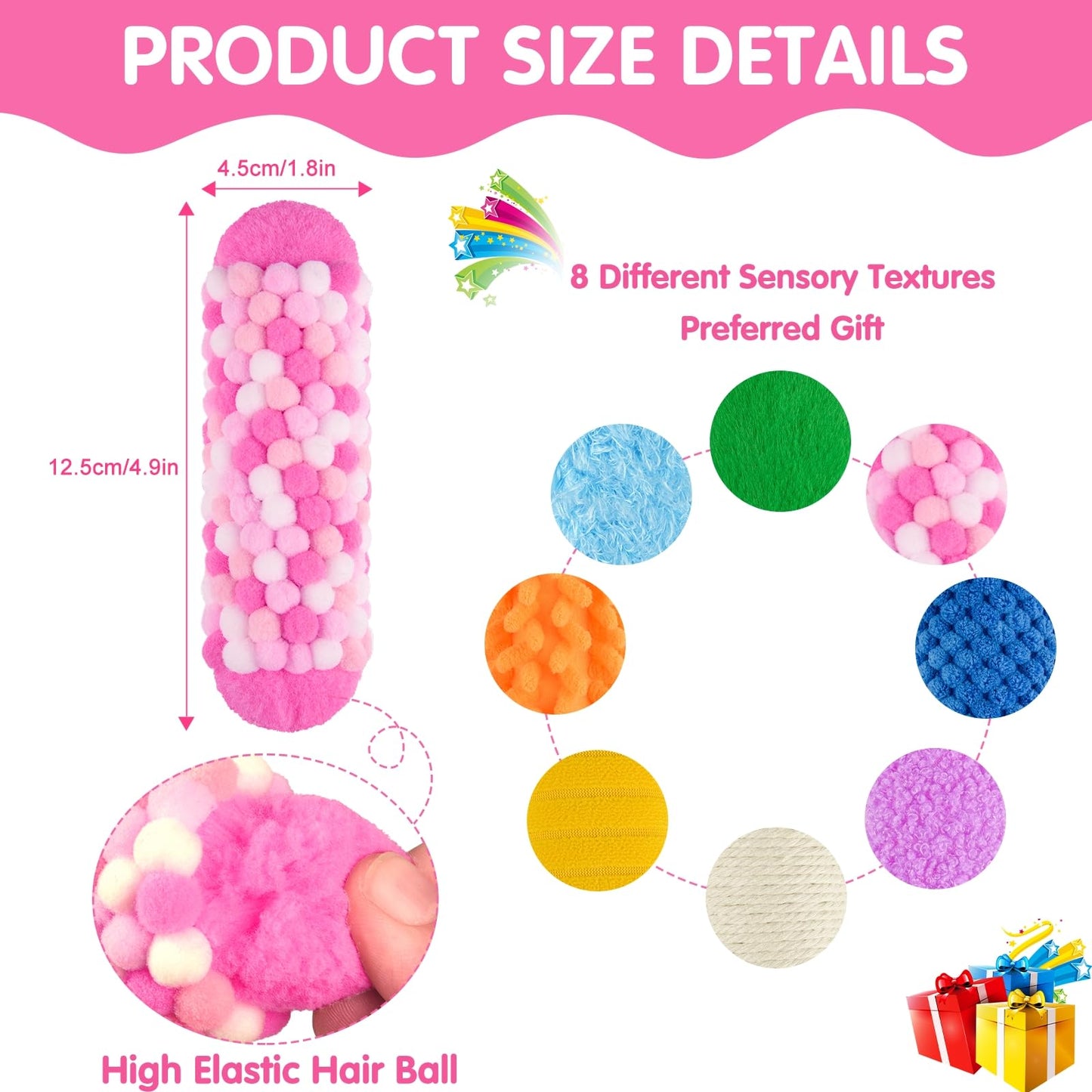 Bouiexye 8 PCS Sensory Toys Assorted Textured Early Sensory Exercise Sensory Bar Toys For Kids Baby Classroom Preschoolers Kindergarten Autism Educational Toys